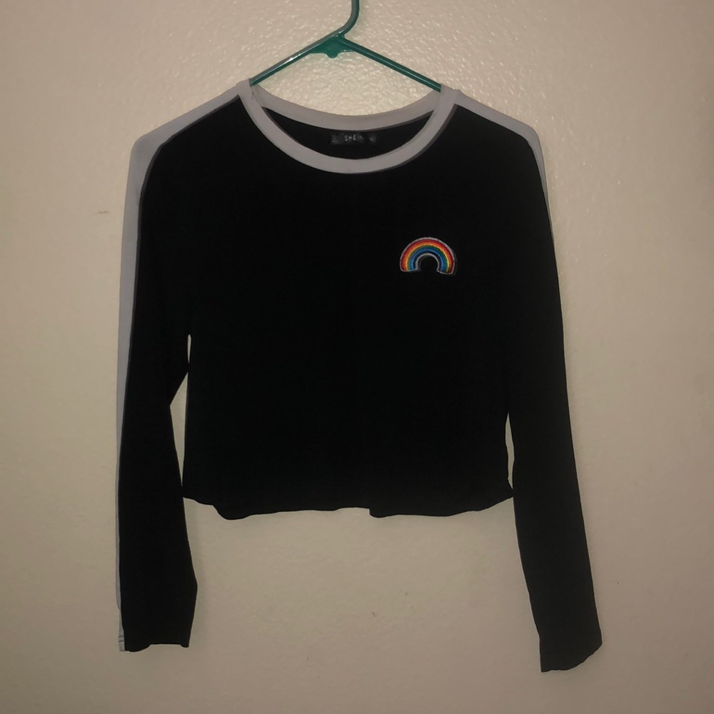 Black rainbow crop top
